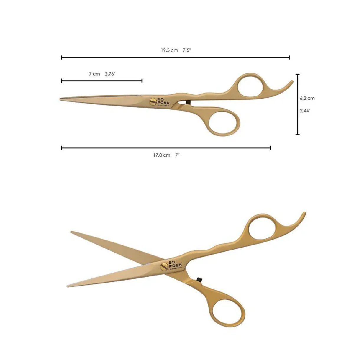 Ergonomic scissors 7``satin gold BG70-G, SoPosh