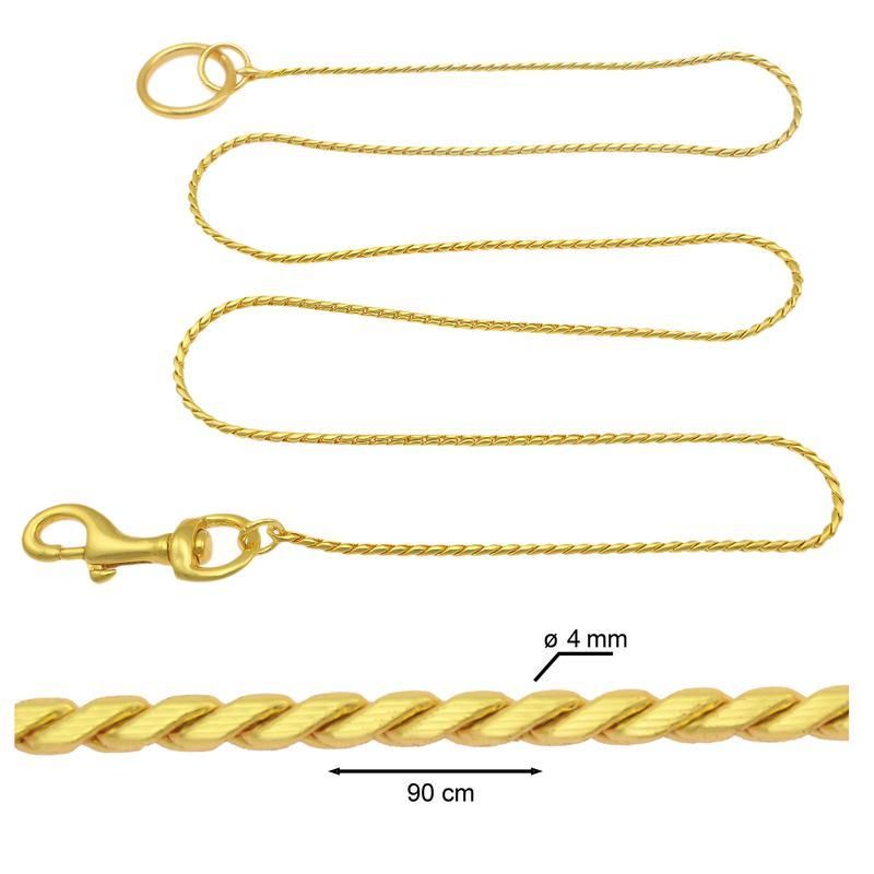 Snake Leash Without Handle Ø4mm x 90cm, Gold Plated, Sorma