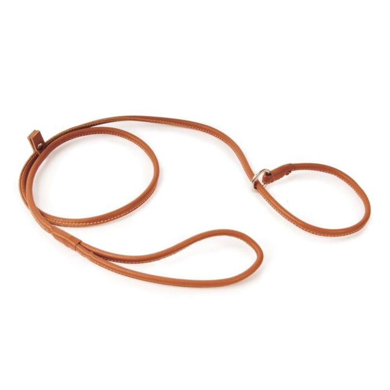 5mm Tan Dogs Slip Lead Round Cow Leather