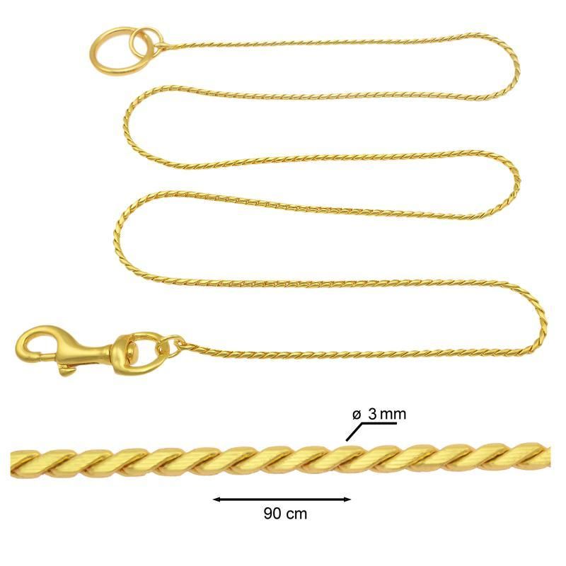 Snake Leash Without Handle Ø3mm x 90cm, Gold Plated, Sorma